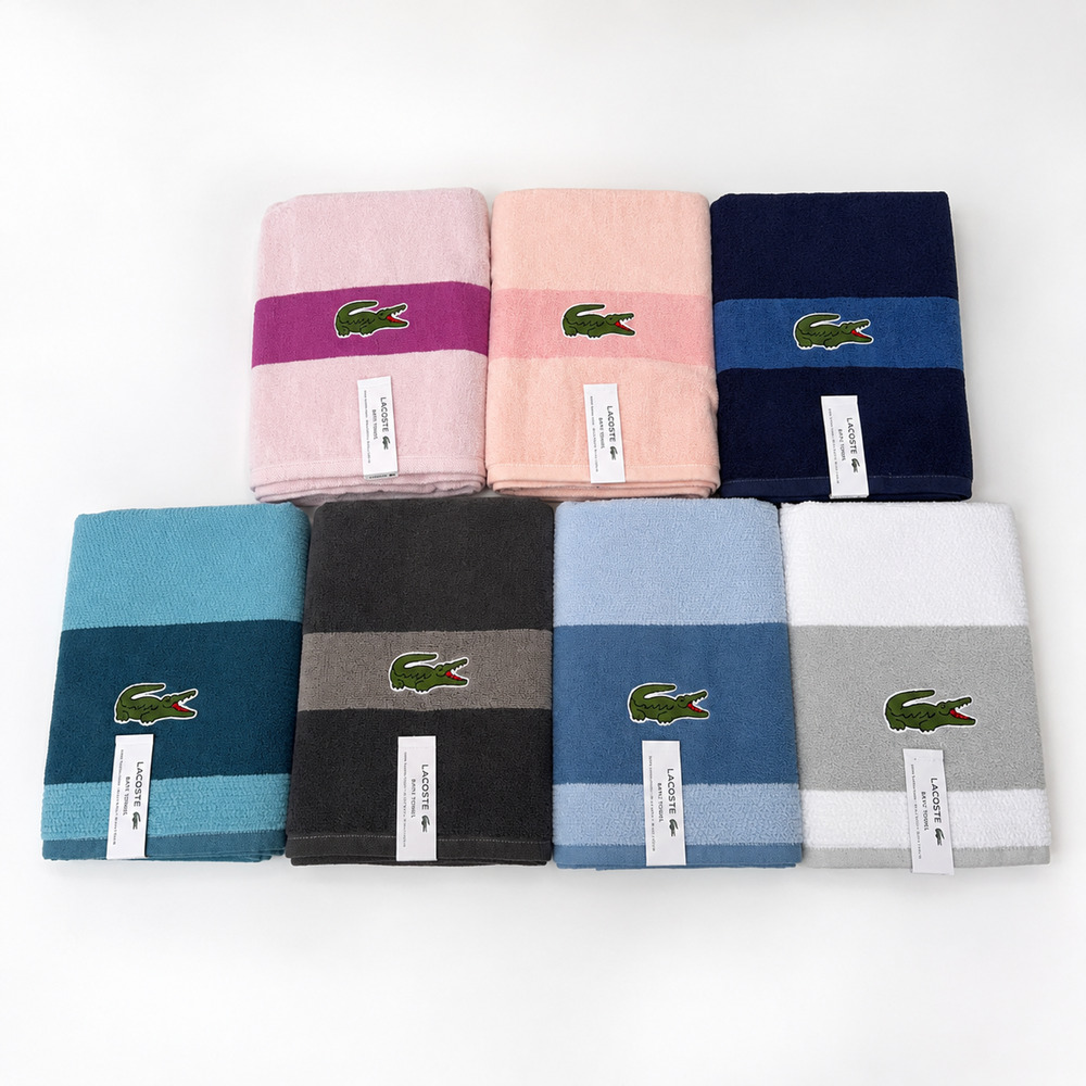 Lacoste Bath Towel 100% Cotton 30 x 52 in Embroidered Logo Choose Color